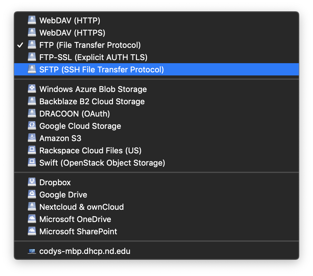 cyberduck cannot read container configuration